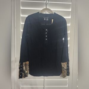 Legendary Whitetails Women's Black Henley Shirt